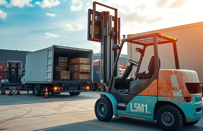 rusty-forklift-moving-towards-trailer-containing-cargo